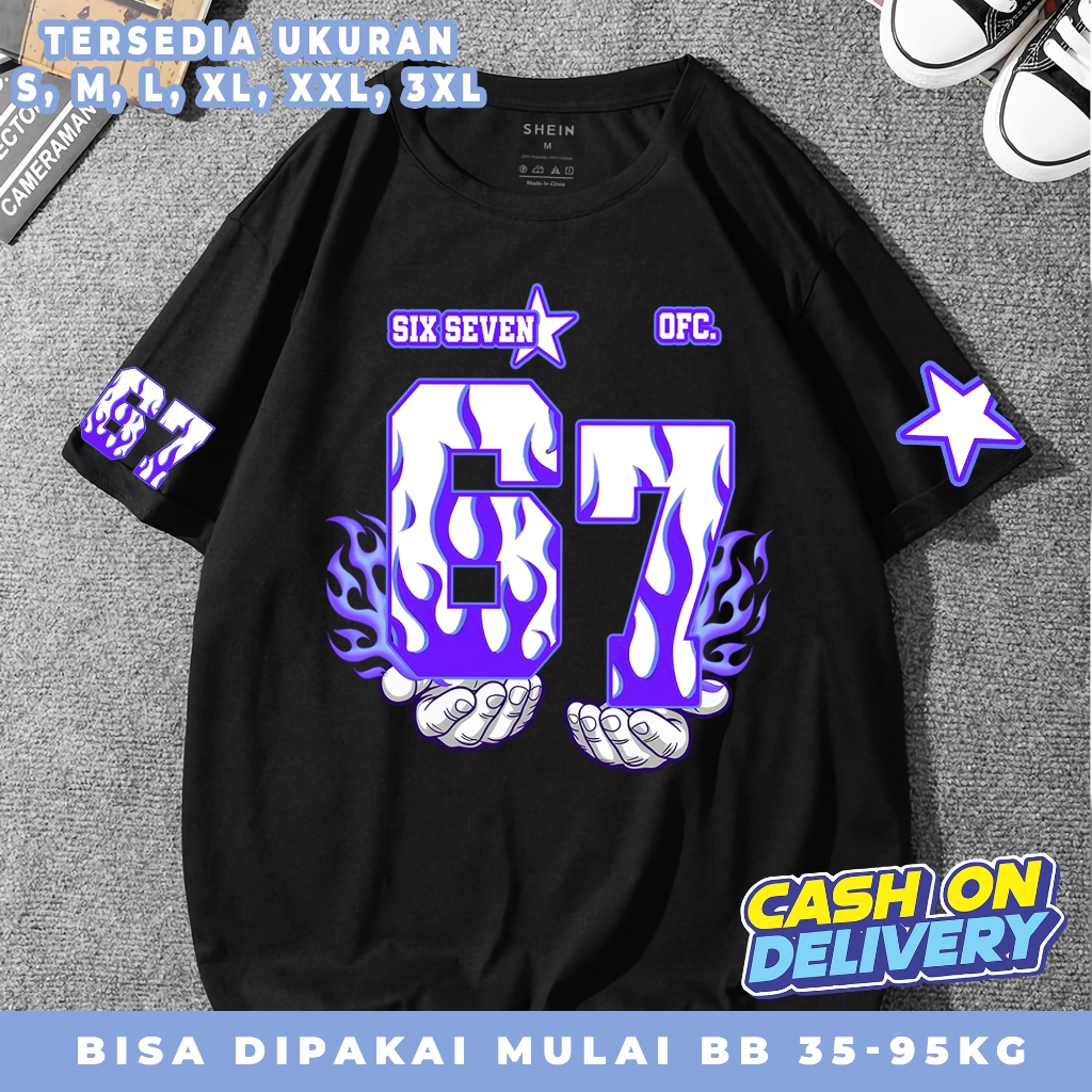 เสื้อยืดหมายเลข 67 Oversize SIX SEVEN Top Motif เสื้อหมายเลข 67 วัสดุที่ราบรื่นและหนา