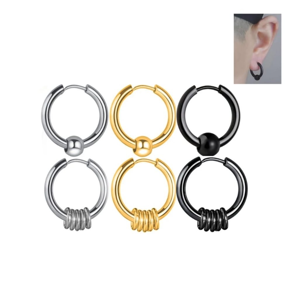 TITANIUM EARRINGS / TITANIUM HOOPS PIERCING / CONE RING BALL EARRINGS