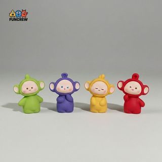 [FUNCREW] 1 Set 4pcs Pajangan Meja Lucu Teletubbies Menggemaskan – Boneka Lucu Dekorasi Meja Kerja & Hiasan di Dalam Mobil Gemoy Viral