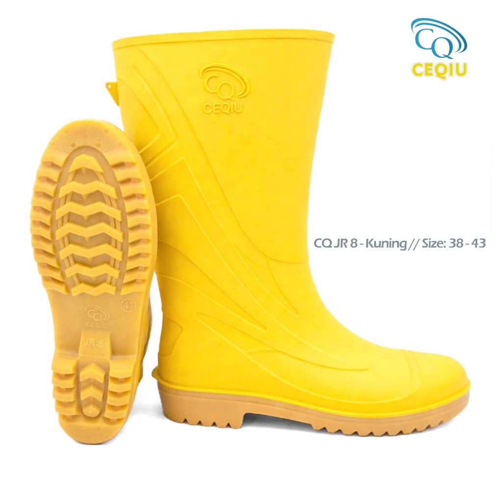 Katzz - CQ JR-8 รองเท้ากันฝนสีเหลือง | กันน้ําที่แข็งแกร่งสําหรับกิจกรรมการทํางานและกิจกรรมกลางแจ้ง