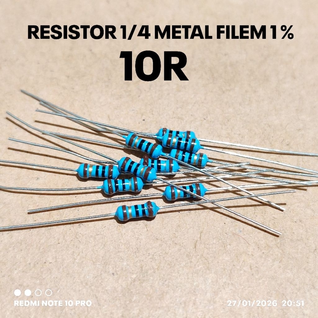 (10 ชิ้น) 1/4W 1/4WATT 10 10R OHM MF 1% ROHS RESISTORS