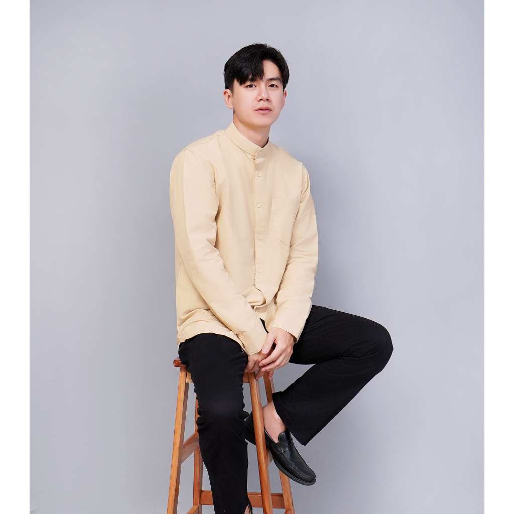 KATUN KEMEJA เสื้อแขนยาวธรรมดาคอปกเซี่ยงไฮ้ วัสดุผ้าฝ้าย เสื้อเชิ้ต Kemko PKL Koko แบบเรียบง่าย