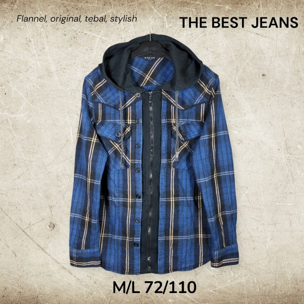 KEMEJA TBJ Nearby The Best Jeans Original Flannel Hoodie Jacket Size ML เสื้อลายสก๊อตแขนยาว