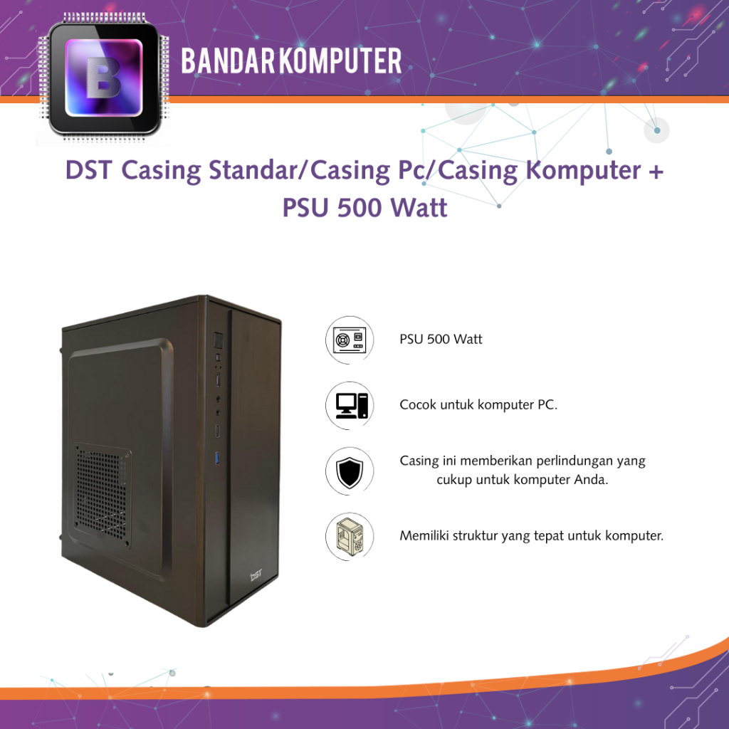 ปลอกมาตรฐาน DST/ปลอกคอมพิวเตอร์/ปลอก Pc + PSU 500 วัตต์