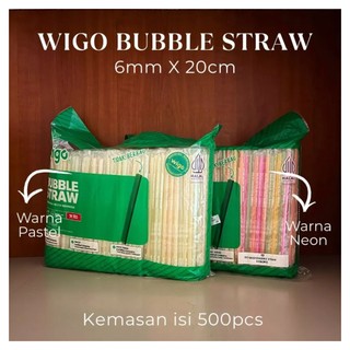 Sedotan Steril Plastik Warna Warni Wigo 6mm 20 cm Pastel Neon isi 500 Food Grade