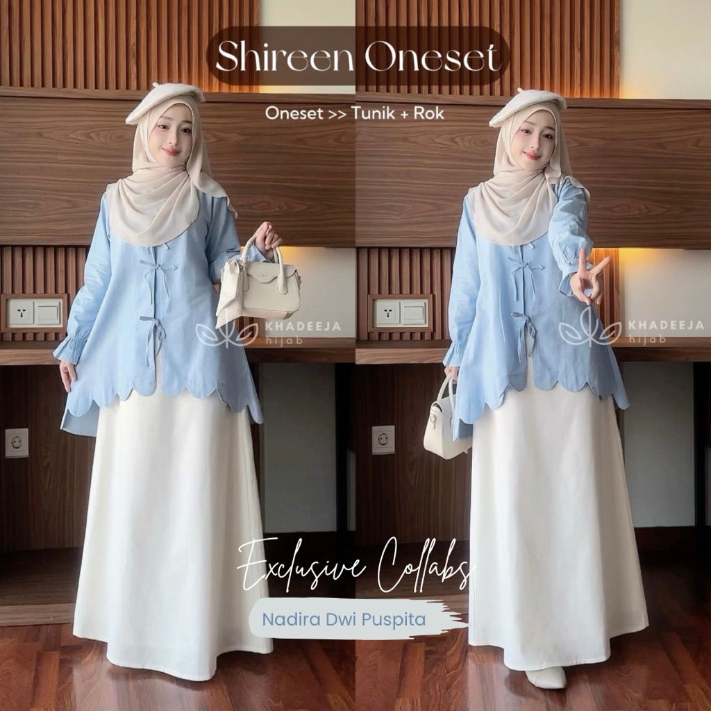 Khadeeja Hijab x นาเดียระ | ชิรีน ชุดเดียว | เสื้อคลุมผ้าลินิน | EID CLOTHES เสื้อท็อปผู้หญิง | One 