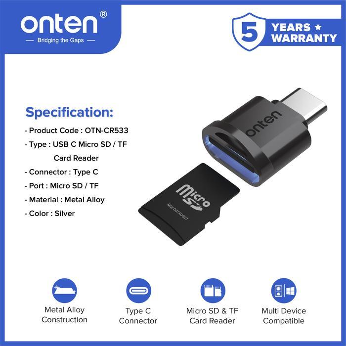 ONTEN - CARD READER TYPE-C TO MICRO SD - CR533