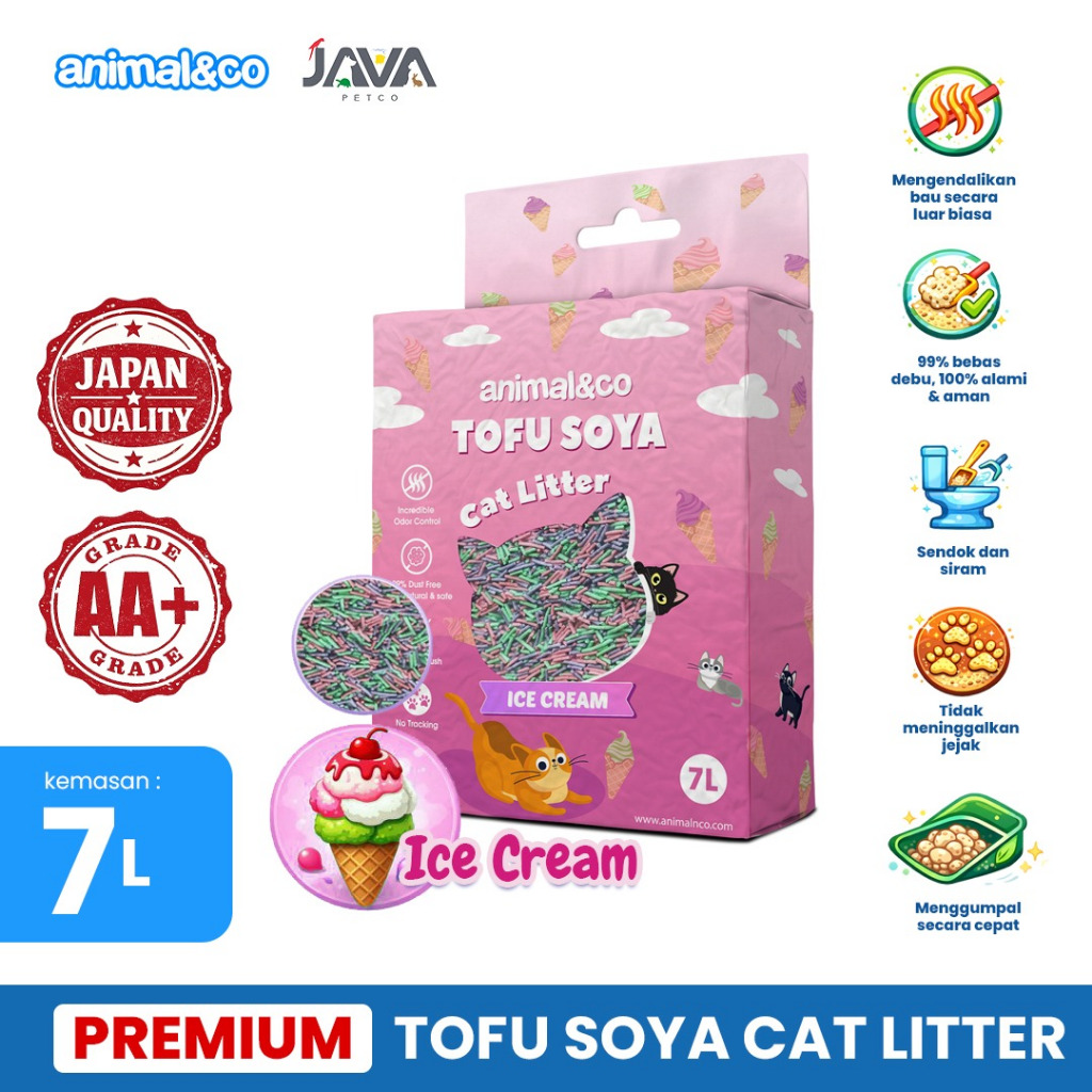 Animal&co Ice Cream Soy Clumping Cat Litter - เต้าหู้ 7L