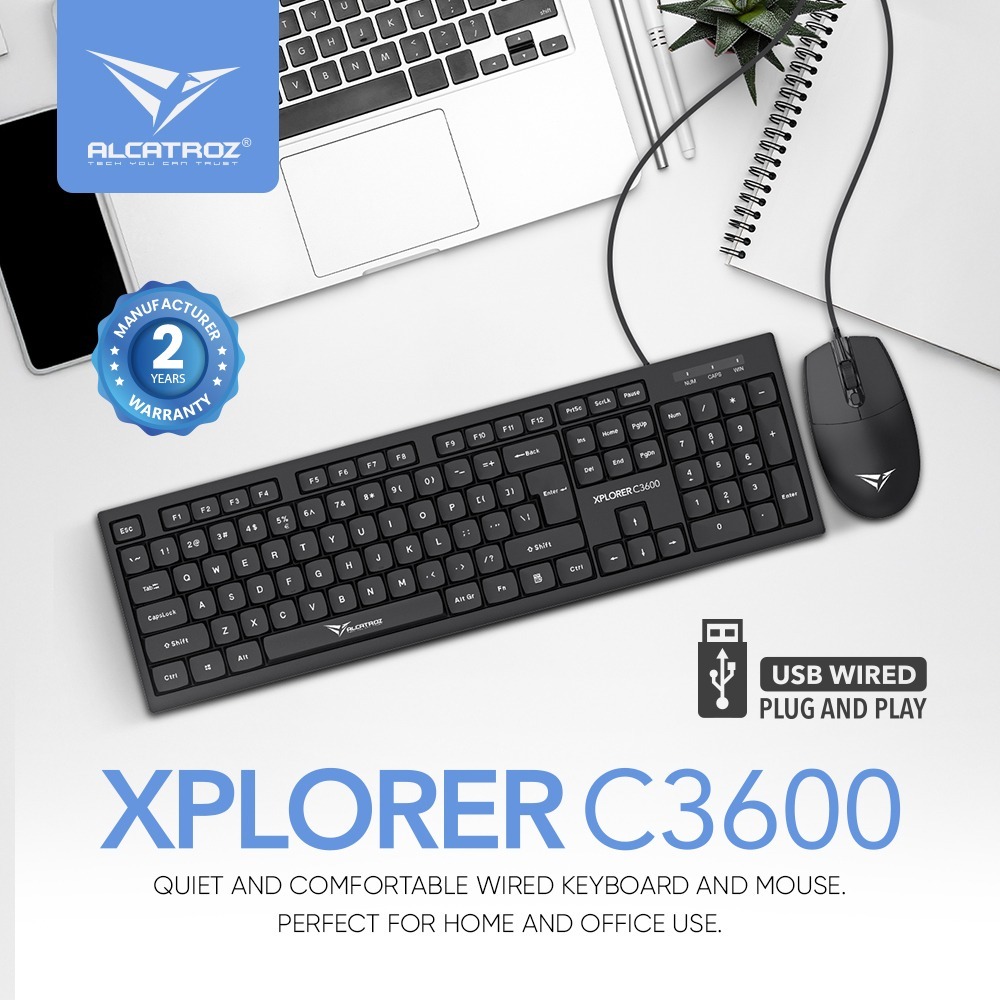 ALCATROZ คีย์บอร์ด + เมาส์ USB XPLORE C3600 เงียบ - 05760