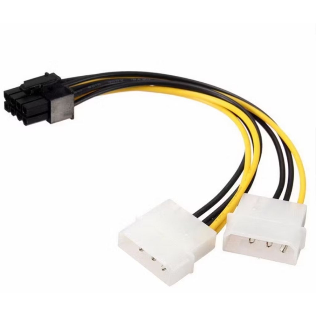 Dual Molex 4 Pin ถึง 8 Pin อะแดปเตอร์ VGA Connector สายไฟภายนอกยาว