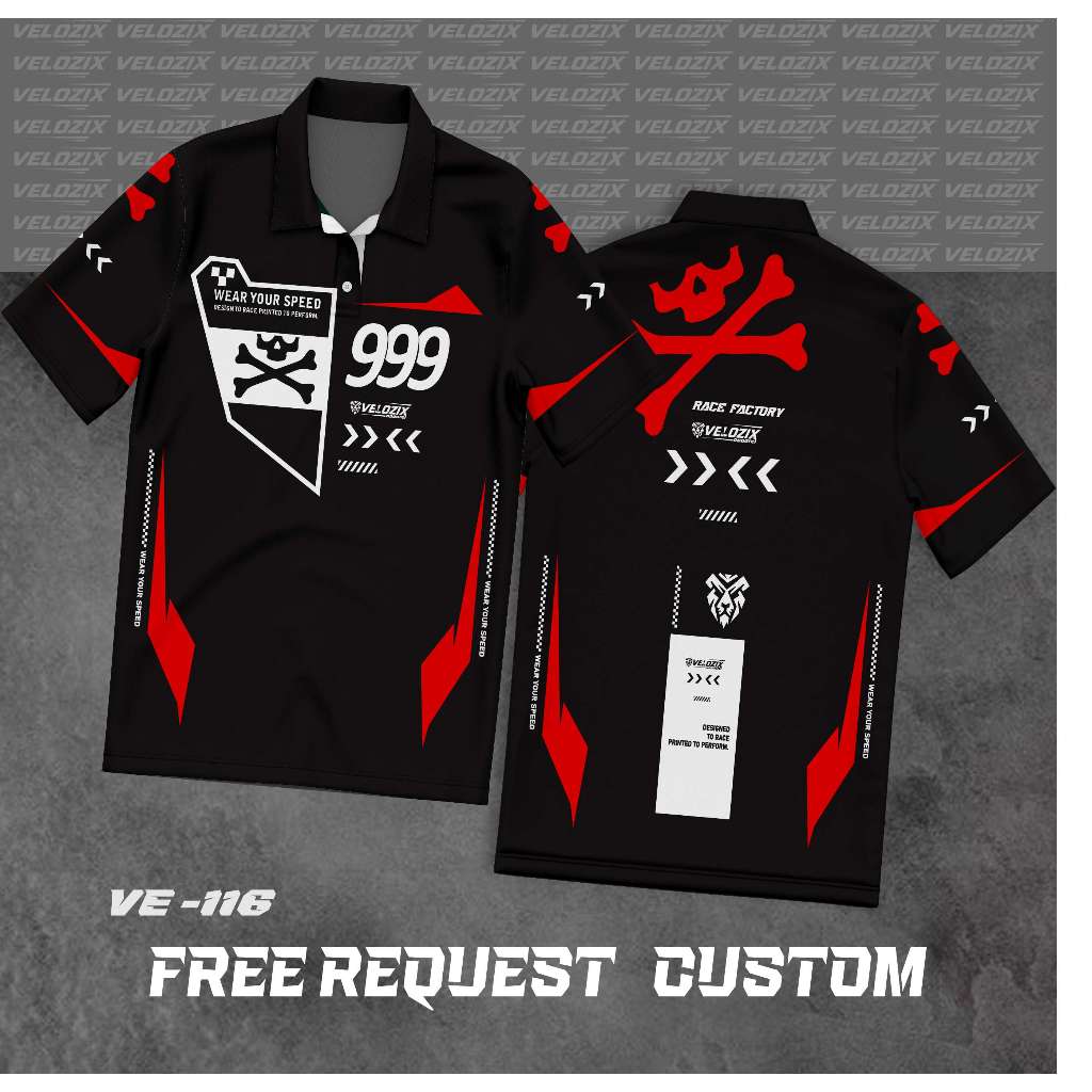 VELOZIX FULL PRINT JERSEY – CUSTOM NAME WRITING, POLLO COLLAR, UNIT T-SHIRT VE-116