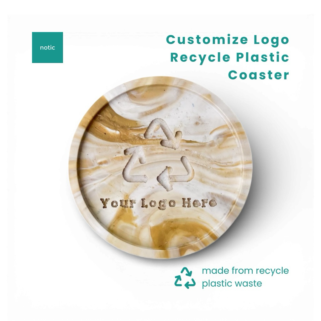 Notic Recycle Plastic Coaster ปรับแต่งถังขยะพลาสติก Coaster โลโก้สลักแบบกําหนดเองรีไซเคิล