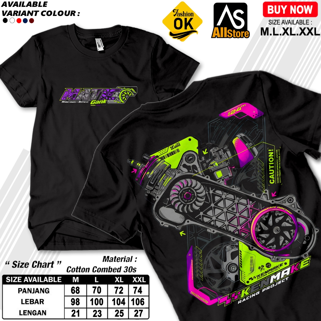 V146 Kaos Cb kenmake Tshirt Matic gank ผู้ชายผู้หญิงรุ่นสีดํา