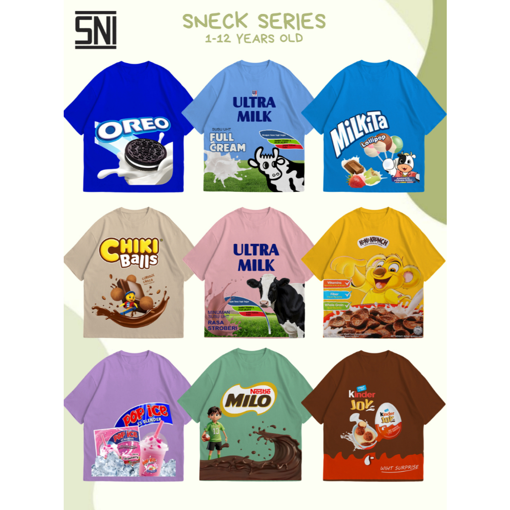 เสื้อยืด My.Kids Snack Motif สําหรับเด็กชายและเด็กหญิง อายุ 1-12 ปี เท่และนุ่ม