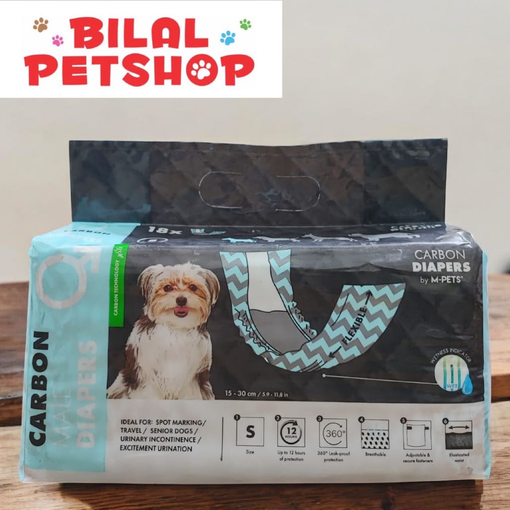 M-PETS ผ้าอ้อมคาร์บอนสําหรับสุนัขชาย Carbon Odor Absorption ขนาด S-XXL 18 ชิ้น Mpets Pampers ผ้าอ้อม