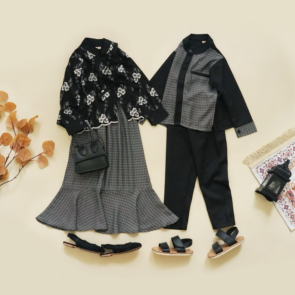 ชุดครอบครัว YAZMIN RAYA | สริมบิตสําหรับเด็กหญิงและเด็กชาย ชุดครอบครัว oko gamis ชุดมุสลิม มุสลิม 1-