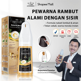 CrownCare Pewarna Rambut 200ML - Hair Color Cream Herbal, Menutup Uban dengan Cepat, Warna Tahan Lama & Efek Alami, dengan Sisir Rambut Besar, Desain Dual Pump Praktis, Menutrisi & Melembutkan Rambut