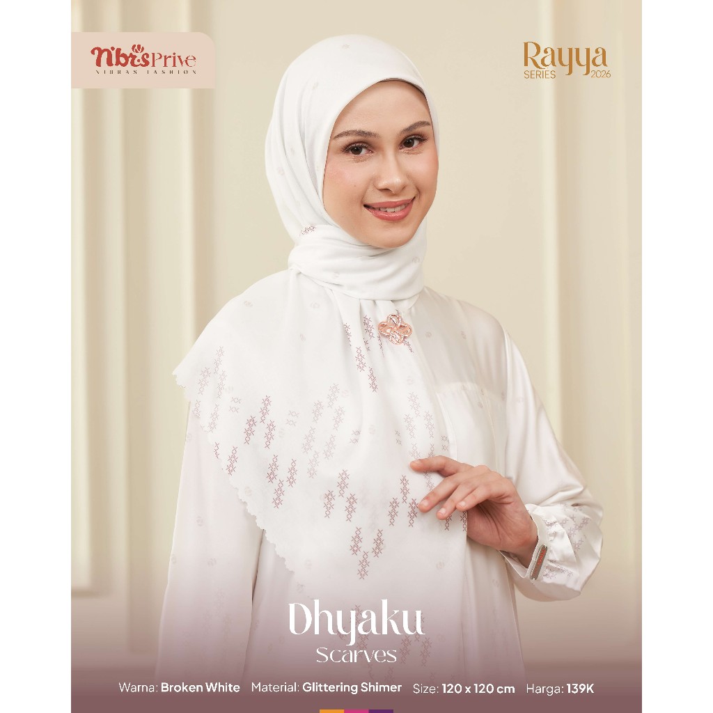 HIJAB SARIMBIT NIBRAS 2026 DHYAKU SCARVES BROKEN WHITE MAUVE ROSE VIOLET ใหม่ล่าสุด