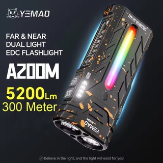 Senter LED YM A200M Super Terang  EDC Flashlight RGB Light Waterproof