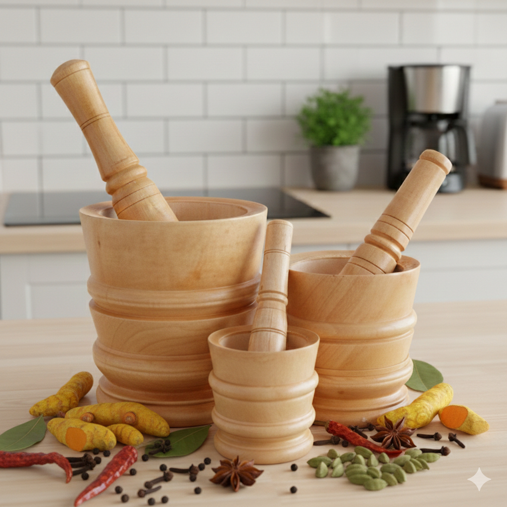 WOODEN MORTAR / TRADITIONAL WOODEN MORTAR / WOODEN MORTAR / เครื่องมือจมน้ํา 3 ขนาด