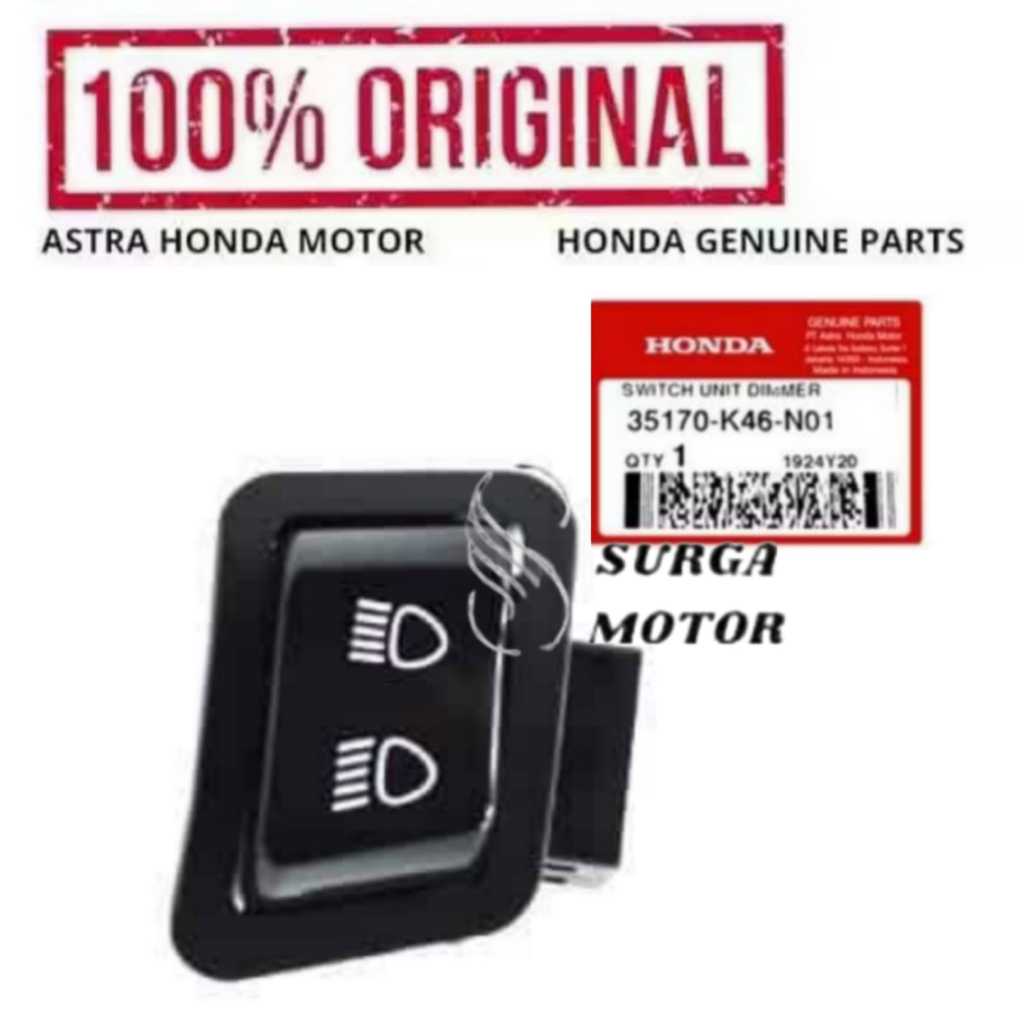 TOMBOL สวิตช์ปุ่มหรี่ไฟสําหรับ Honda Vario 110 FI Supra GTR 150 K56F 35170K46N01 35170-K46-N01 เดิม 