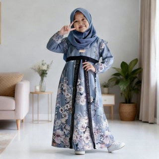 ชุดอาบาย่าเด็กผู้หญิงพร้อมชุดฮิญาบรุ่นอีดล่าสุด