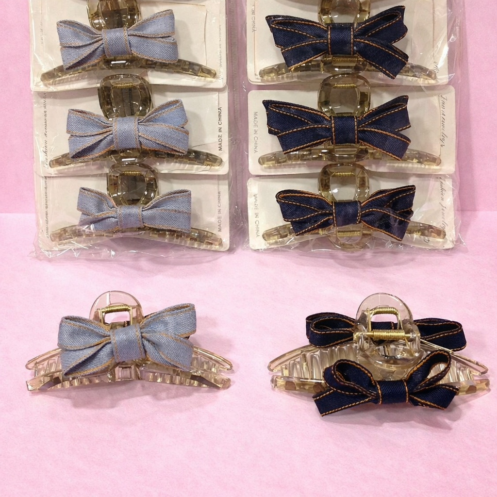 (CONTENTS 12) คลิปหนีบผม JEANS RIBBON