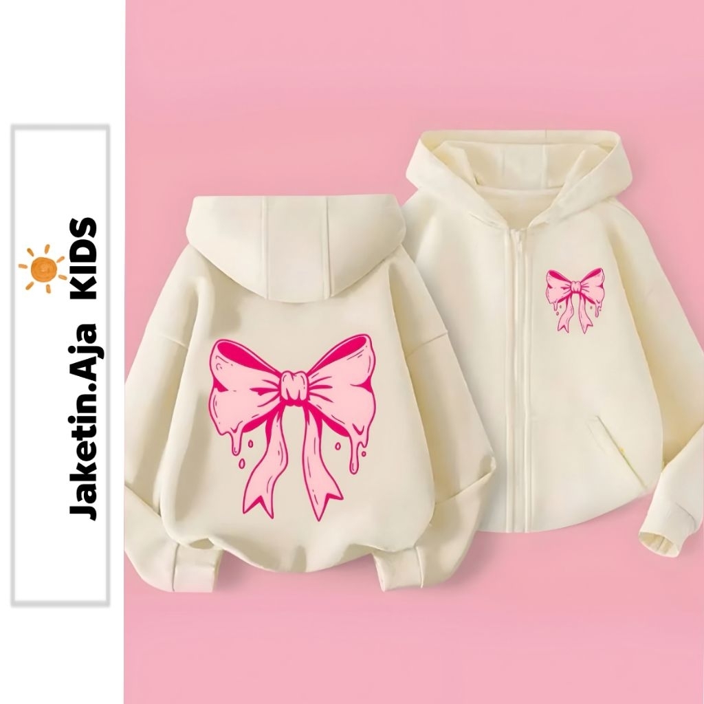 Jacket Aja Kids - Zip Hoodie for Girls RIBBON CUTE (1th - 12th) Jacket Girl Kid Korean Style 1 2 3 4