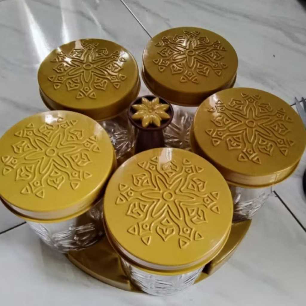 Micha Gold Five Leaf Crystal Jar 5 in 1 Eid Cake Set Jar