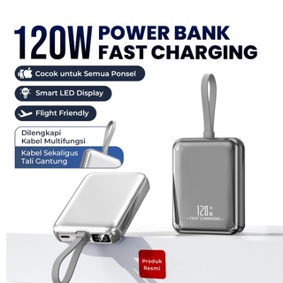 SKCBO 120W Power Bank Fast Charging Super Dua Arah Kabel Bawaan Bisa Dilepas Kapasitas 20000mAh Portable Built in Cable Type C lightning for Iphone & Android
