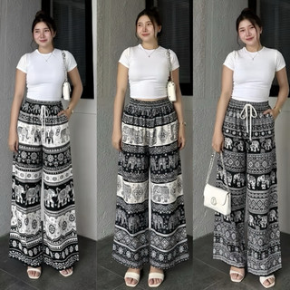 Paket Bundling 100 Ribu Dapat 3Pcs Celana Kulot Unisex Motif Gajah Etnik Bahan Rayon adem