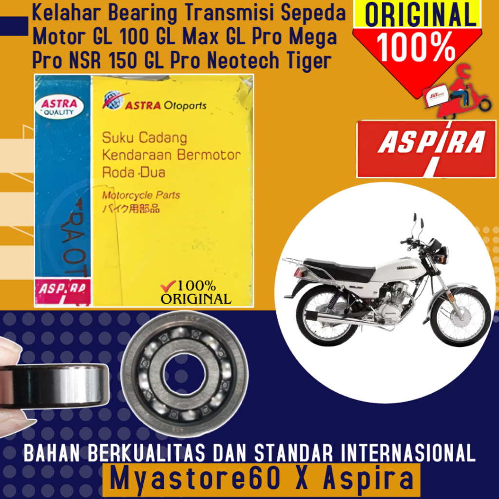 ต้นฉบับ Aspira Kelahar แบริ่งเกียร์ 6204-HN3C3 รถจักรยานยนต์ GL 100 1979-1995 GL Max 1979-1995 GL Pr