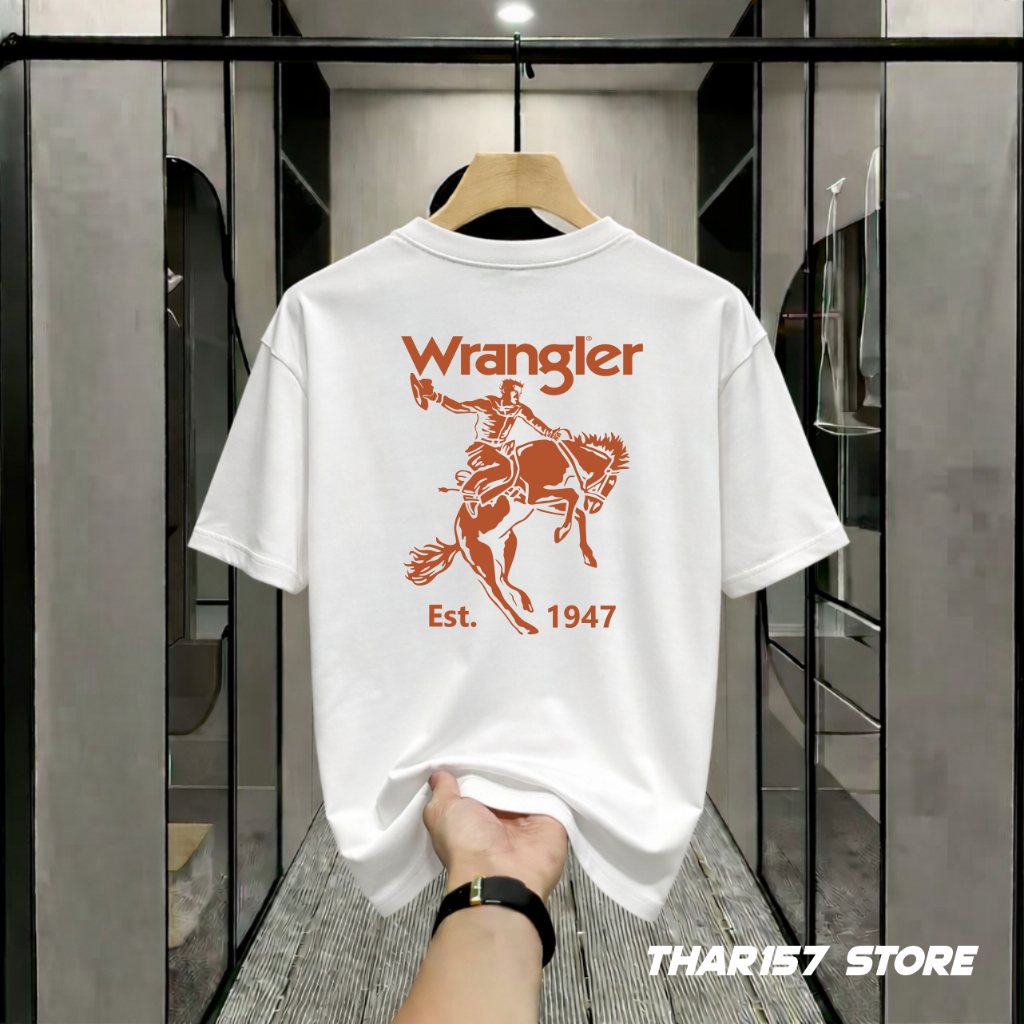 เสื้อยืดผู้ใหญ่ Distro ขนาดใหญ่ S-6XL Wangler Retro Wild West Horse แขนสั้น