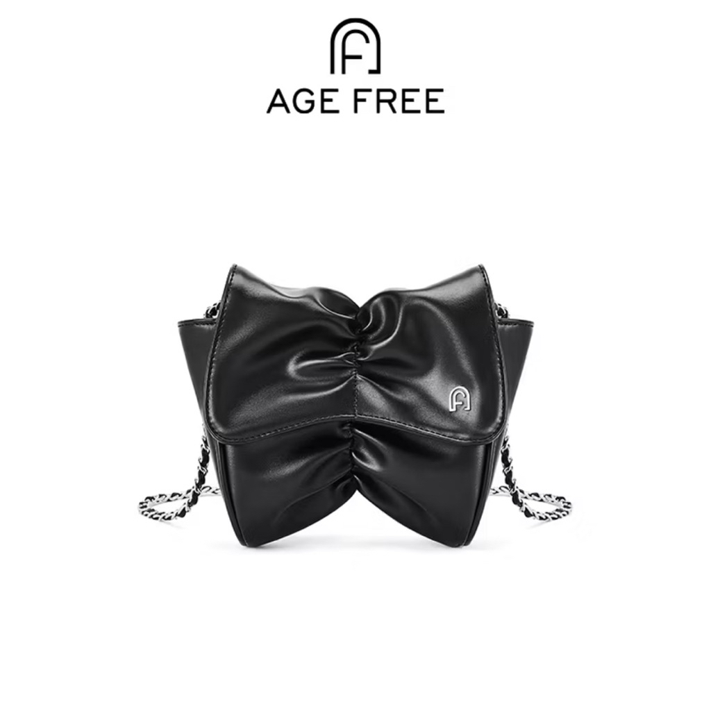 [NEW/FREE KEYCHAIN] AGE FREE Mini Ribbon Bag Slingbag สีดํา