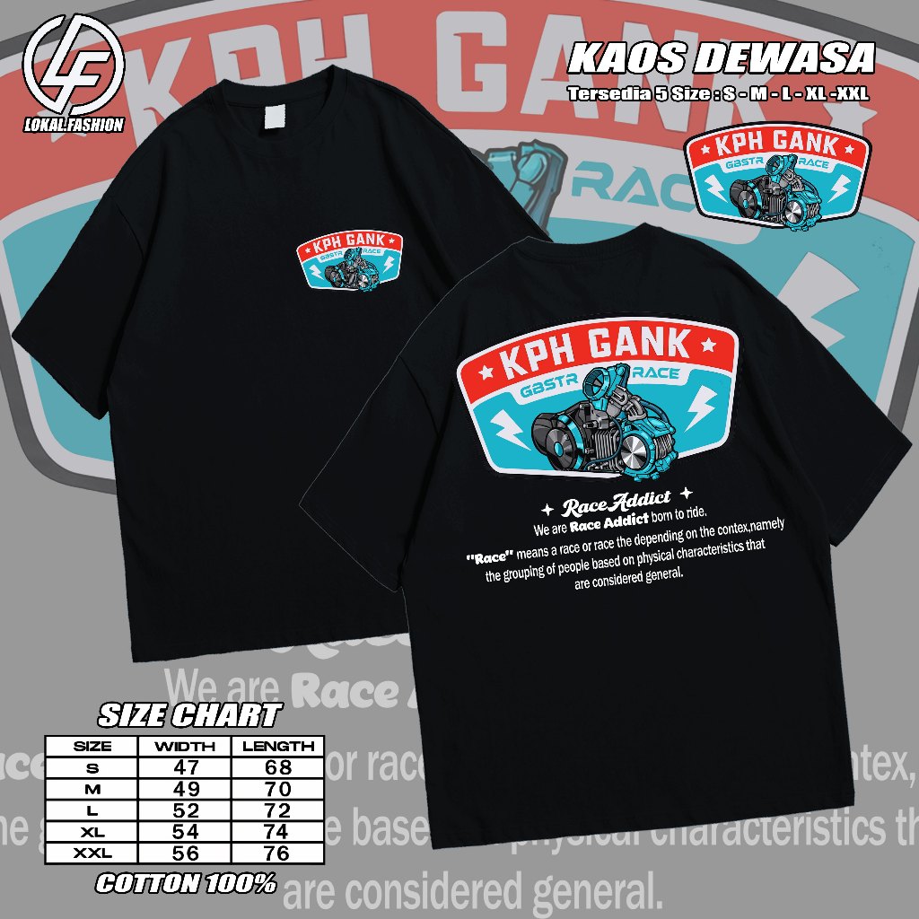 KPH GANK Race Reddit เสื้อยืด/เสื้อยืด/Cool ผู้ชายและผู้หญิง Top/Racing เสื้อยืด/ผ้าฝ้ายผสม 30s