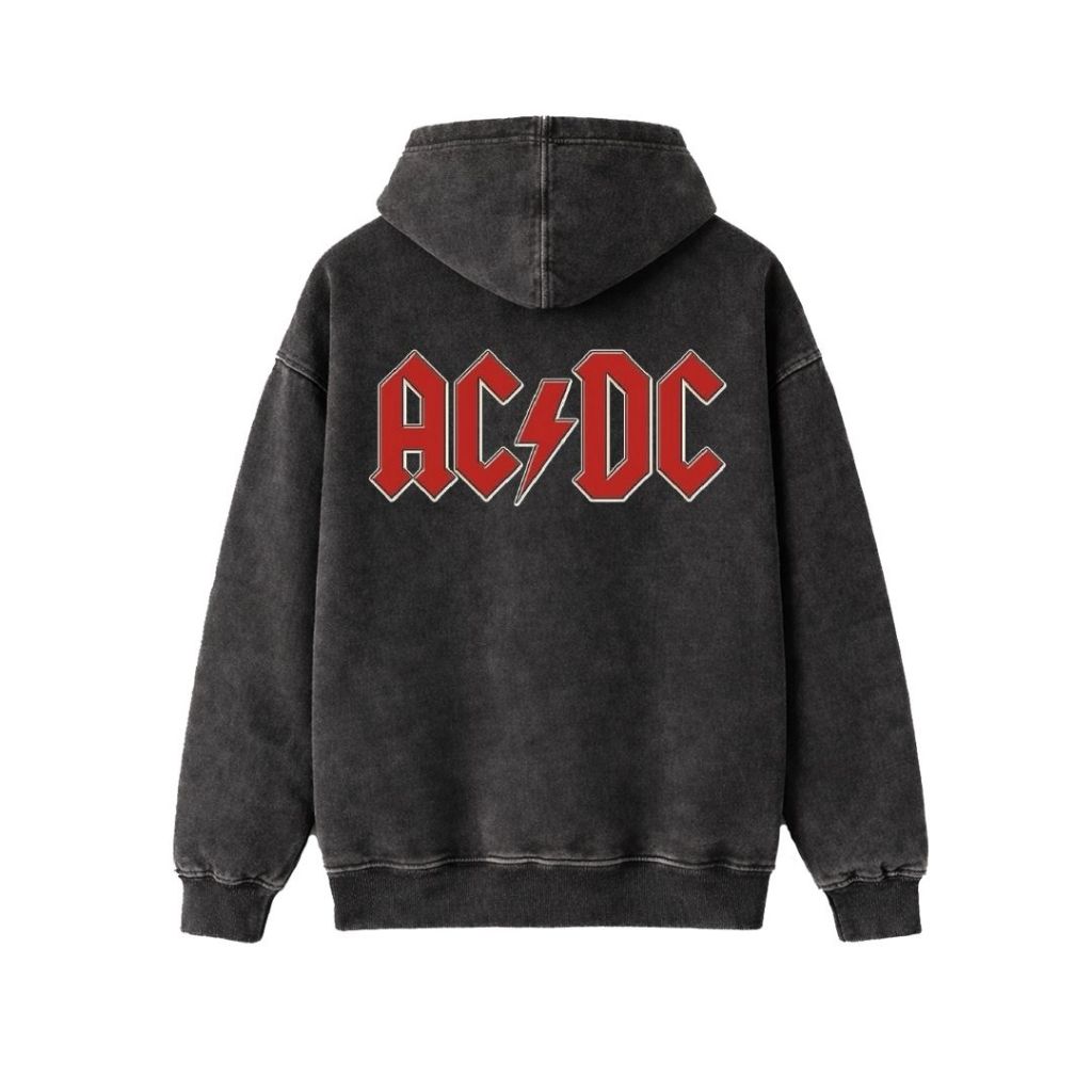 Psycho Crucify "AC DC" เสื้อฮู้ดหินล้าง | ซักผ้า | เสื้อแจ็คเก็ต | Hoodie Band | เสื้อฮู้ด AC DC