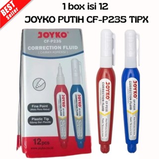 1 BOX ISI 12 JOYKO CORRECTION FLUID PEN TIPEX CAIR JOYKO PUTIH CF-P235 TIPX TIP EX LUSIN MURAH  (SUF)