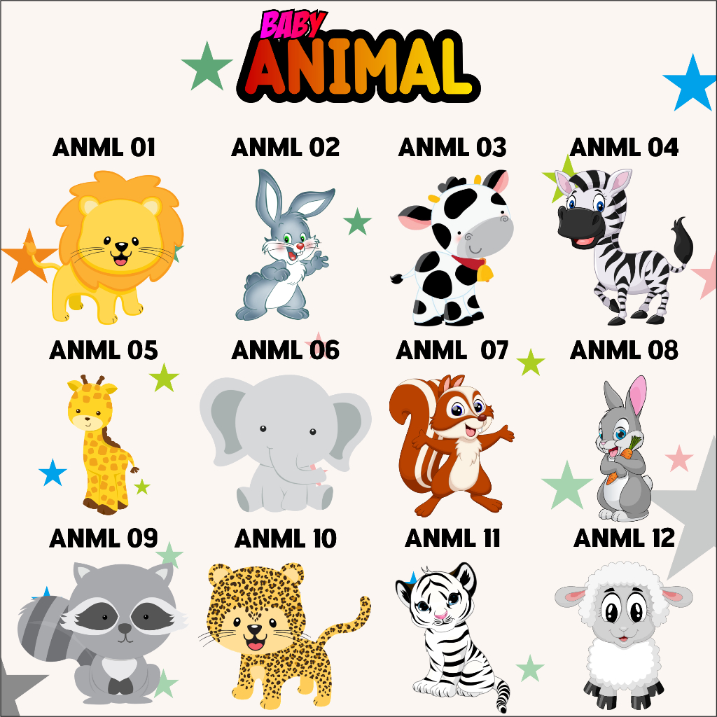 BABY ANIMAL STICKER SCREEN PRINTING IRON DTF - BOOCHILD