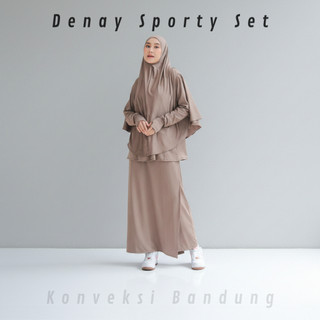 KONVEKSI BANDUNG | DENAY Sporty Set Outfit Baju Setelan Wanita Hijab Casual Modis Kekinian Nyaman
