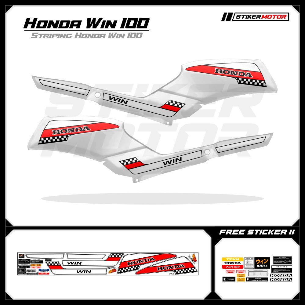 WIN12 Striping สติกเกอร์ Honda Win 100 สติกเกอร์ Variations สติกเกอร์ Striping Scootlet Scotlite Hon