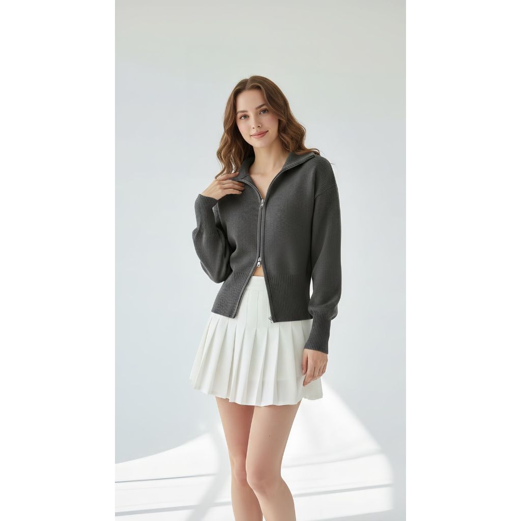 LOIRE Liora Sweater Double Zipper Top Knit