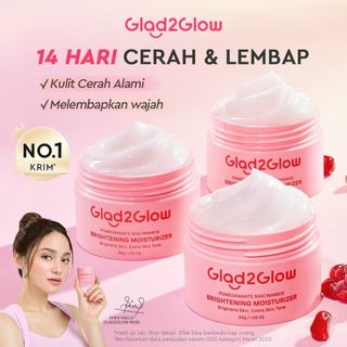 Glad2Glow Pomegranate Niacinamide Brightening Moisturizer 30gr*3pcs Day Cream Night Cream Skincare Pelembab Wajah dapat digunakan pada pagi dan malam hari Glad2Glow Blueberry Ceramide Moisturizer - 100% ORI