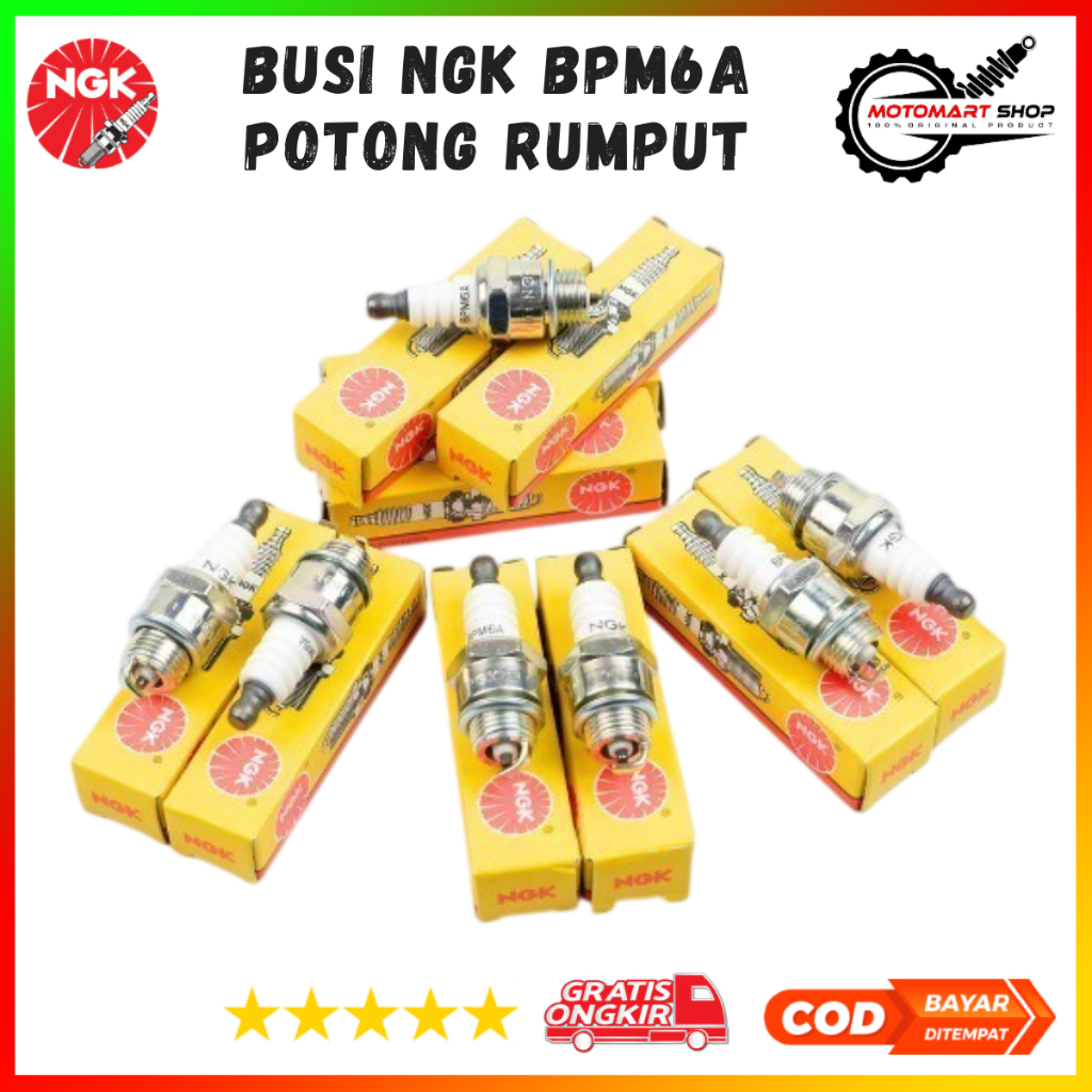 MESIN หัวเทียนเครื่องตัดหญ้า NGK BPM6A ดั้งเดิม | หัวเทียนเครื่องตัดหญ้าเลื่อยยนต์ 2 จังหวะ ดั้งเดิม