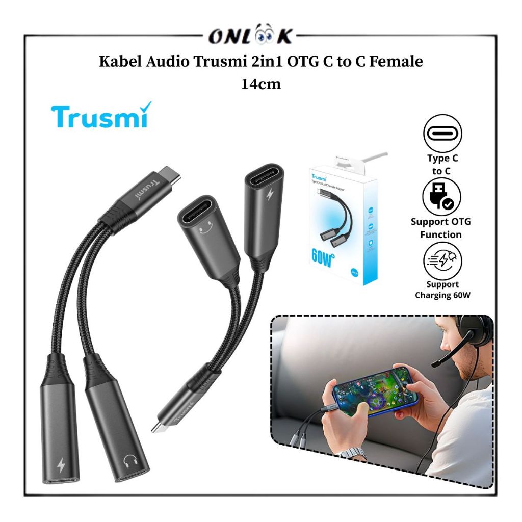 ONLOOK Trusmi CA51-01 OTG 2in1 Type C to C สายสัญญาณเสียงหญิง 14CM พรีเมี่ยม