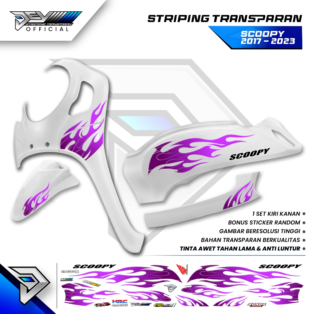 แถบ SCOOPY TRANSPARENT 2017 - 2024 | ไฟเส้น MOTIF | สติ๊กเกอร์ HONDA SCOOPY BODY