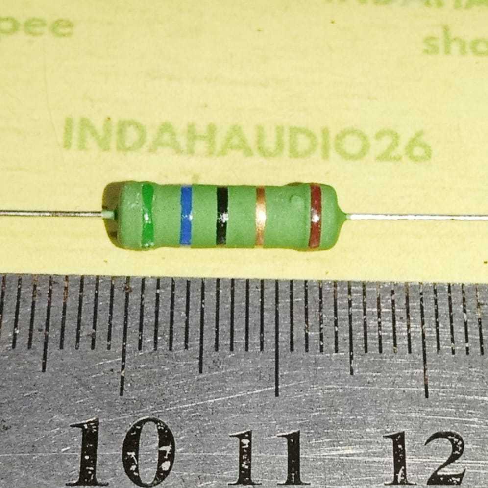 HIJAU 10PCS สีเขียว 56R 2W 1% METAL FILM resistor 56r 2watt 56 โอห์ม 2 วัตต์ 1 เปอร์เซ็นต์ 56 r 2w I