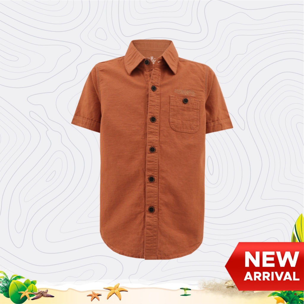 KEMEJA Cressida Kids Boy Brick Red Short Sleeve Shirt - 1EB111E