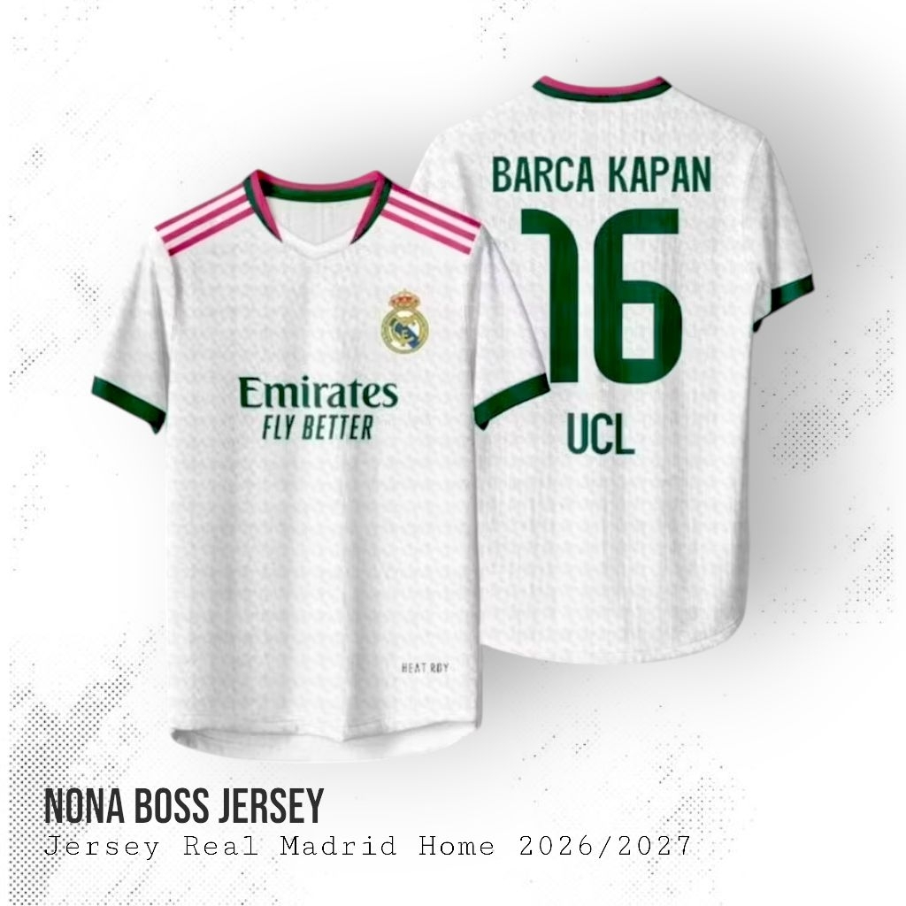 MADRIT HOME FOOTBALL JERSEY 2026/2027 BARSA KAPAN 16 UCL | บริษัทที่เย็นสบายและความสะดวกสบาย | เอส-X