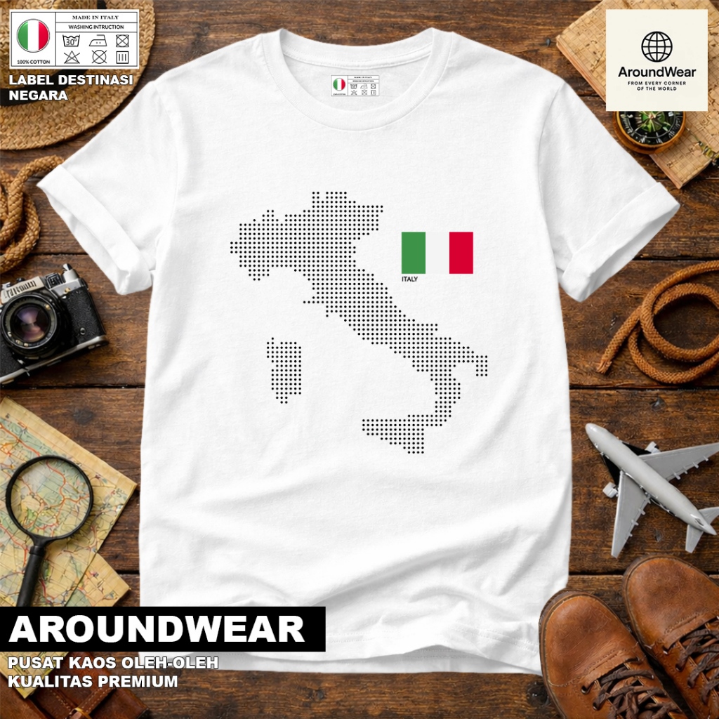 ITALY SOUVENIR T-SHIRT 23 WITH ITALY COUNTRY TAG PREMIUM SOUVENIR MATERIAL GIFT