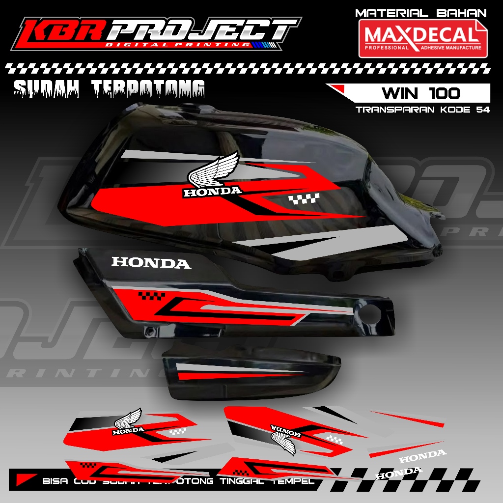WIN 100 COOL PREMIUM TRANSPARENT STRIPING STICKERS HONDA RACING 54 VARIATION LINES ALREADY CUT